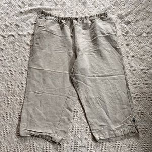 ‼️BOGO SALE‼️ Christopher & Banks Cream Linen Tie Waist Capris